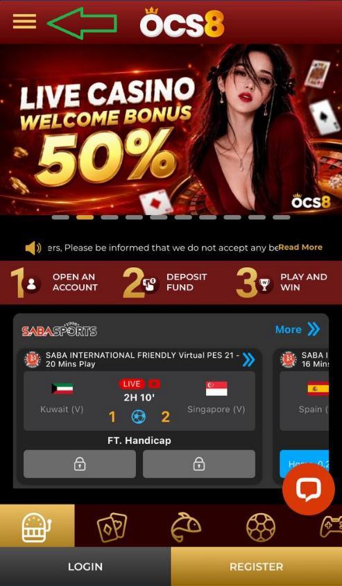 Open OCS8 side menu